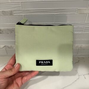 Prada Beauty double pouch Mint Green & black Cosmetic Pouch
